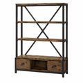 Scaffale libreria legno metallo 4 ripiani con cassetti