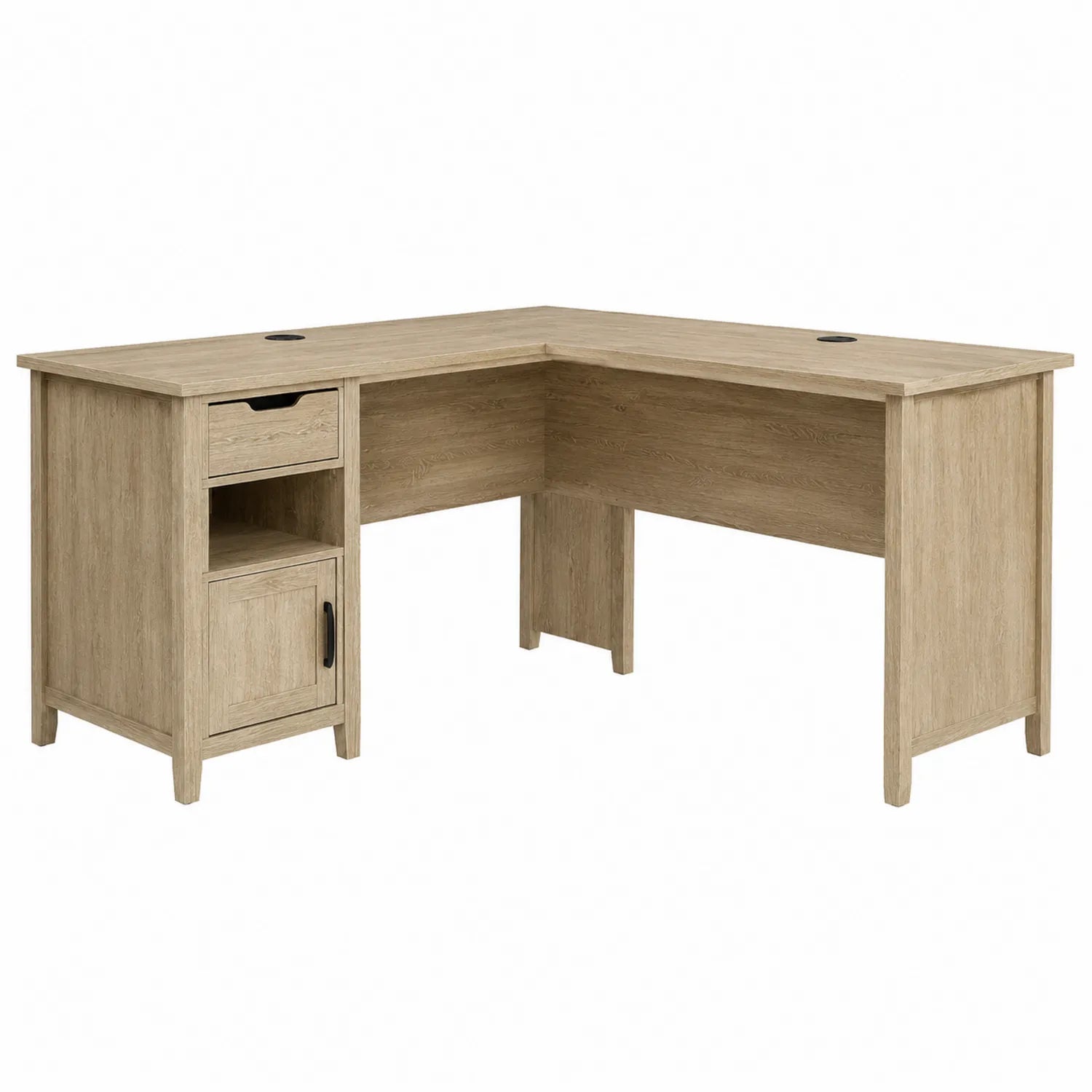 Scrivania angolare in legno MDF forma a L con cassetto e armadietto 150x150x75 cm
