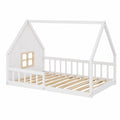 Letto per bambini a forma di casa in legno bianco 200x90 cm