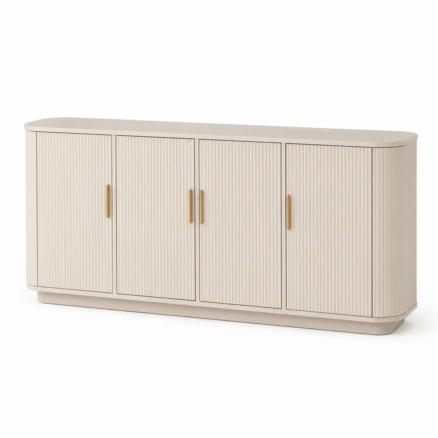 Credenza in MDF con Ante e Maniglie Dorate, 160x40x85 cm