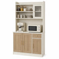Buffet da Cucina in Legno e Vetro Bianco e Rovere