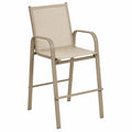 Sedia da Esterno in Metallo e Tessuto Beige con Poggiapiedi