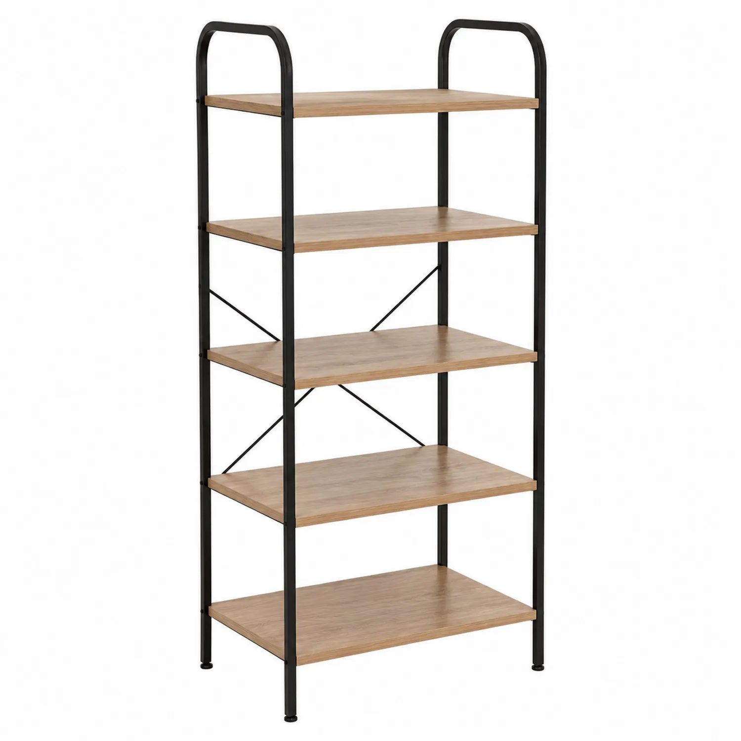 Scaffale libreria 5 ripiani Legno MDF Metallo Nero 160x60x30 cm