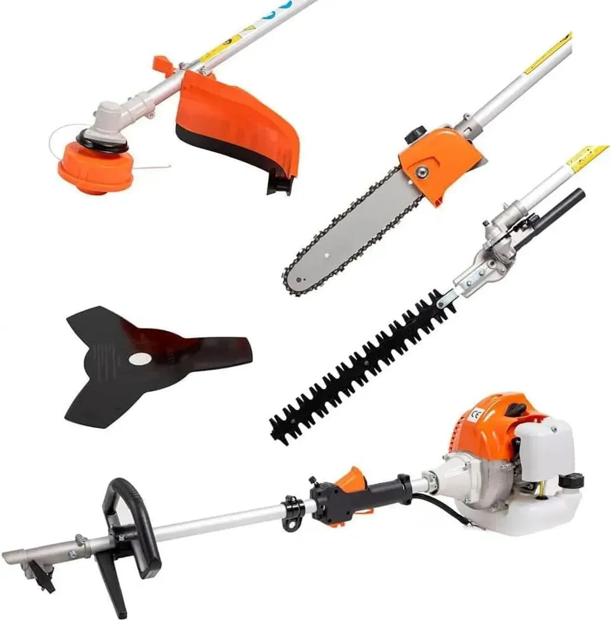 Attrezzo Giardinaggio Multifunzione 4 in 1 con Motore 52cc ¨C Tagliasiepi, Troncarami e Motosega