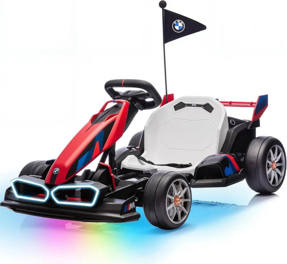 Auto da Corsa Elettrica per Bambini 24V Drift con Licenza BMW, Doppio Motore, Sedile Regolabile, Luci LED e Doppia Velocit¨¤, per 6-12 Anni (Rosso)