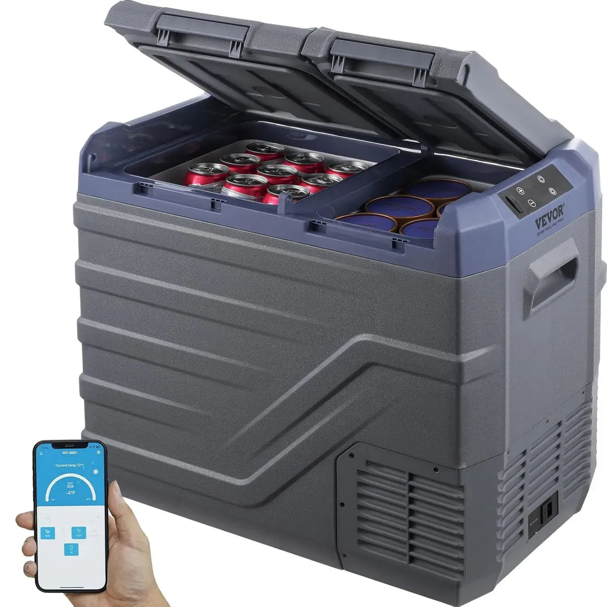 Frigorifero Portatile a Doppia Zona VEVOR 40L - Freezer da -20 a 20¡ãC, Alimentazione 12/24V DC e 100-240V AC, Ideale per Camper e Campeggio