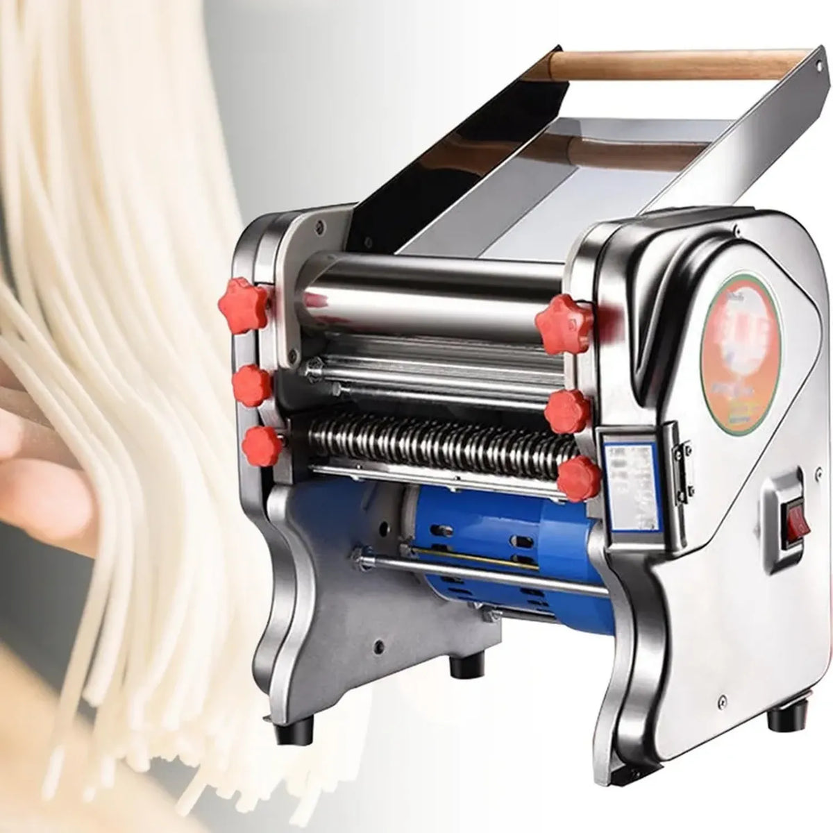 Macchina per Pasta Elettrica in Acciaio Inox, Tagliapasta Fresca 3 mm/9 mm, Regolazione Spessore, Larghezza Impasto 18 cm