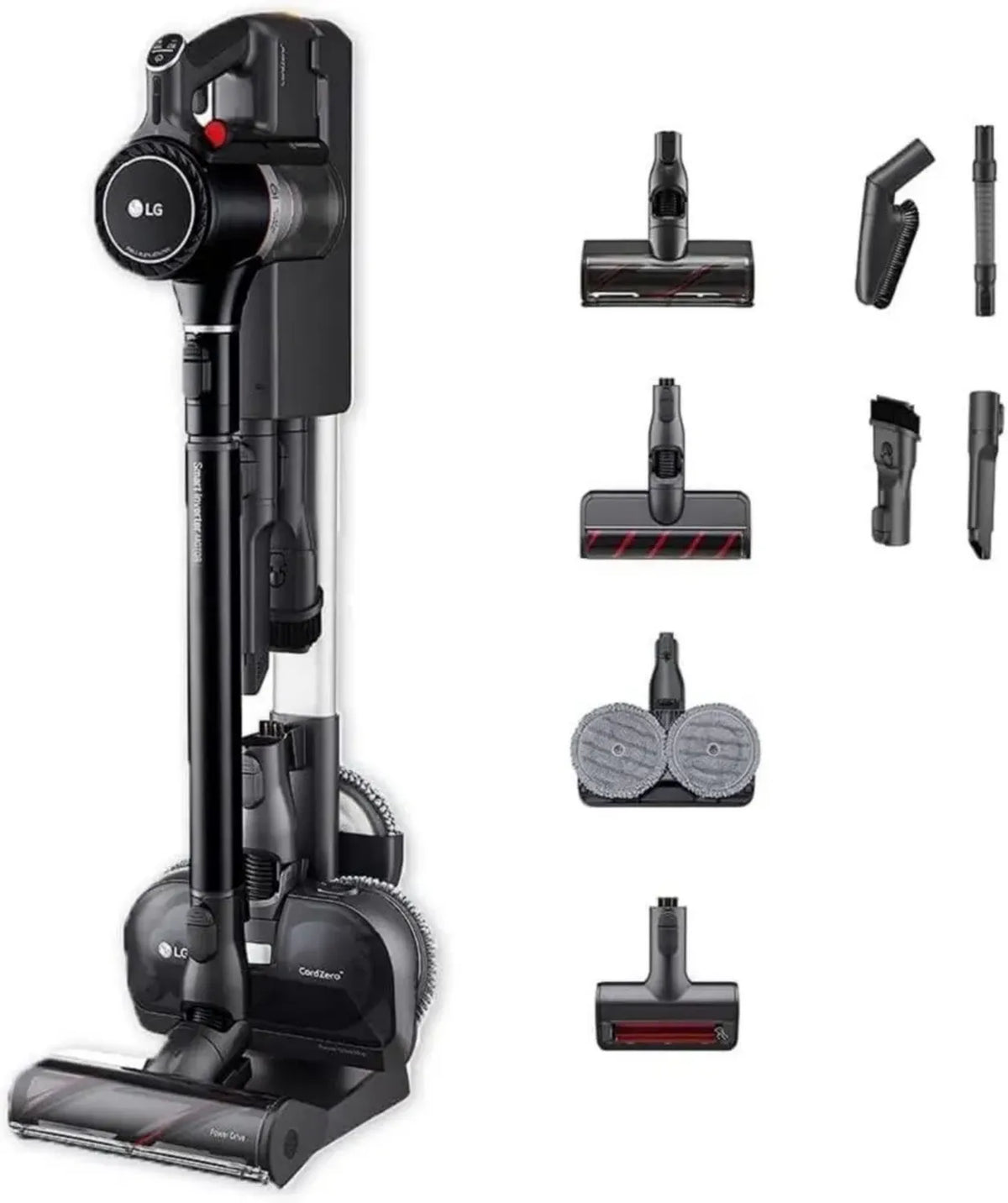 LG CordZero A9K Ultra Aspirapolvere Senza Fili 200W, Autonomia 120 Min, Wi-Fi, 4 Spazzole e Accessori, Lavapavimenti con Tubo Telescopico e Doppia Batteria
