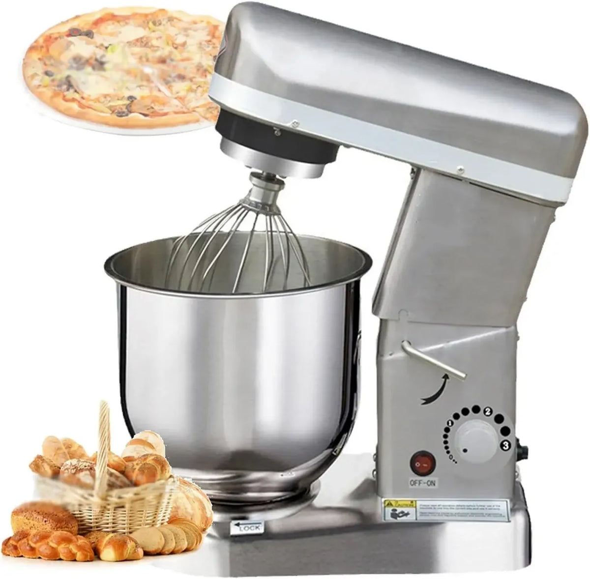 Impastatrice planetaria commerciale 5L/7L/10L, 3 velocit¨¤ regolabili, ciotola in acciaio inox