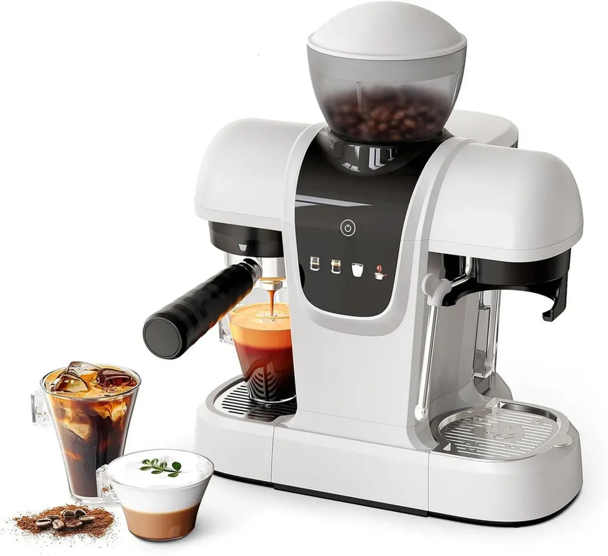Macchina da Caff¨¨ Espresso 19 Bar con Macinino Integrato e Montalatte