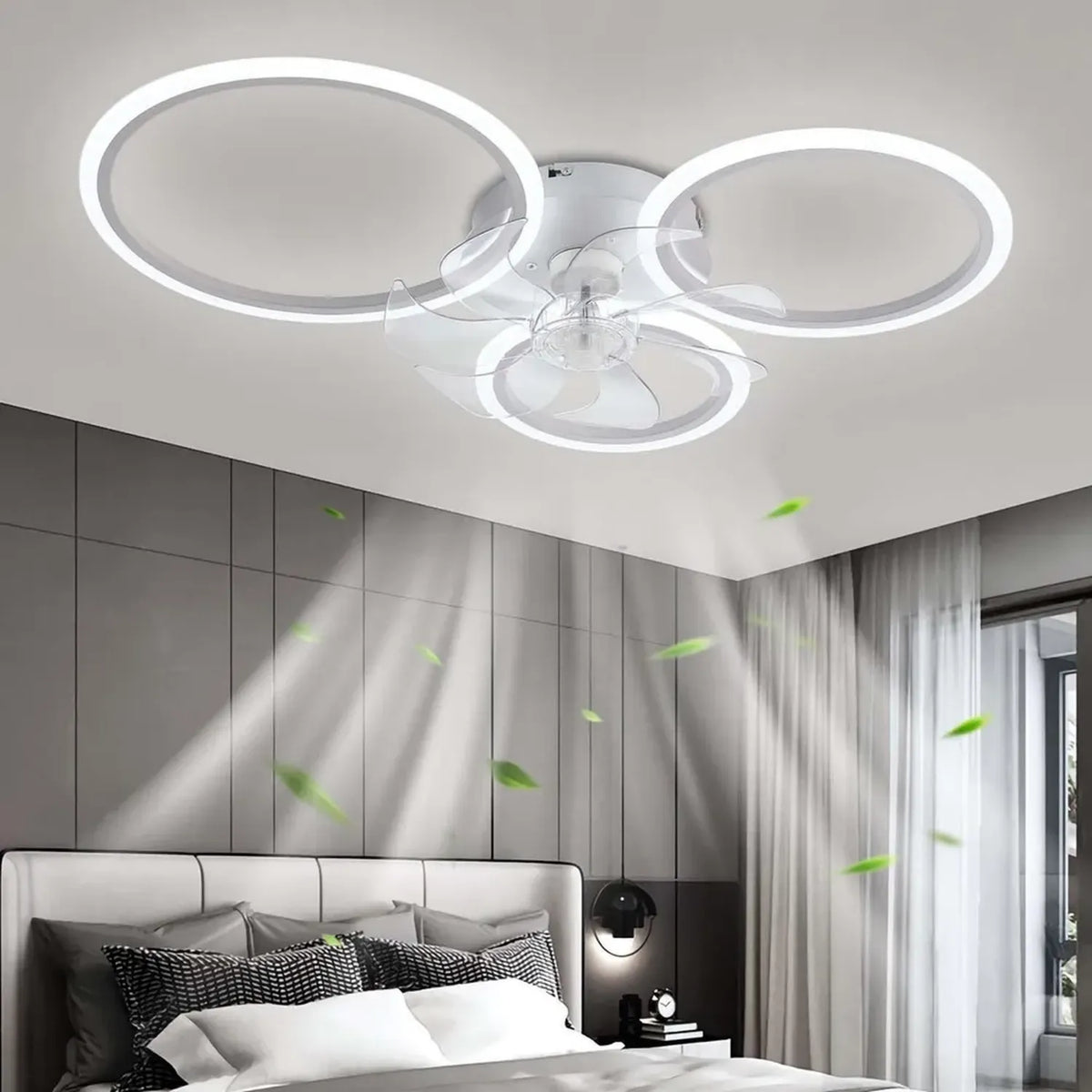 Ventilatore a Soffitto Moderno con Luce LED 72W, Telecomando e 6 Velocit¨¤, Bianco 78cm