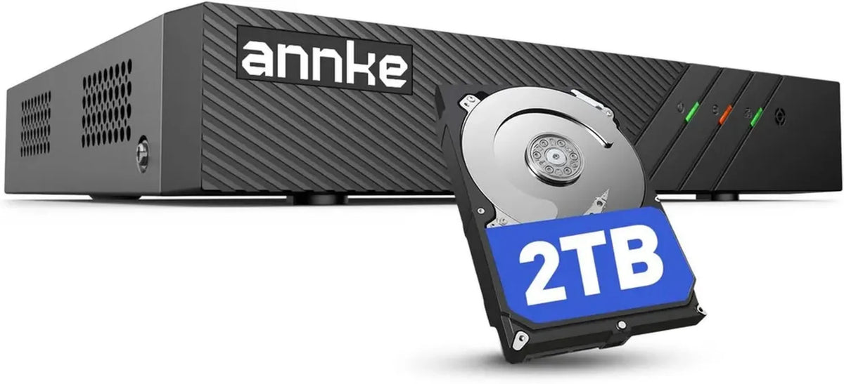 ANNKE Kit Videosorveglianza PoE 8 Canali con HDD 2 TB per Registrazione Continua, Sicurezza Interna ed Esterna, Supporto Telecamere fino a 6MP