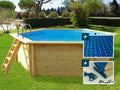 Piscina in legno Hawai 4,10 x 1,20 m con copertura a bolle e invernale