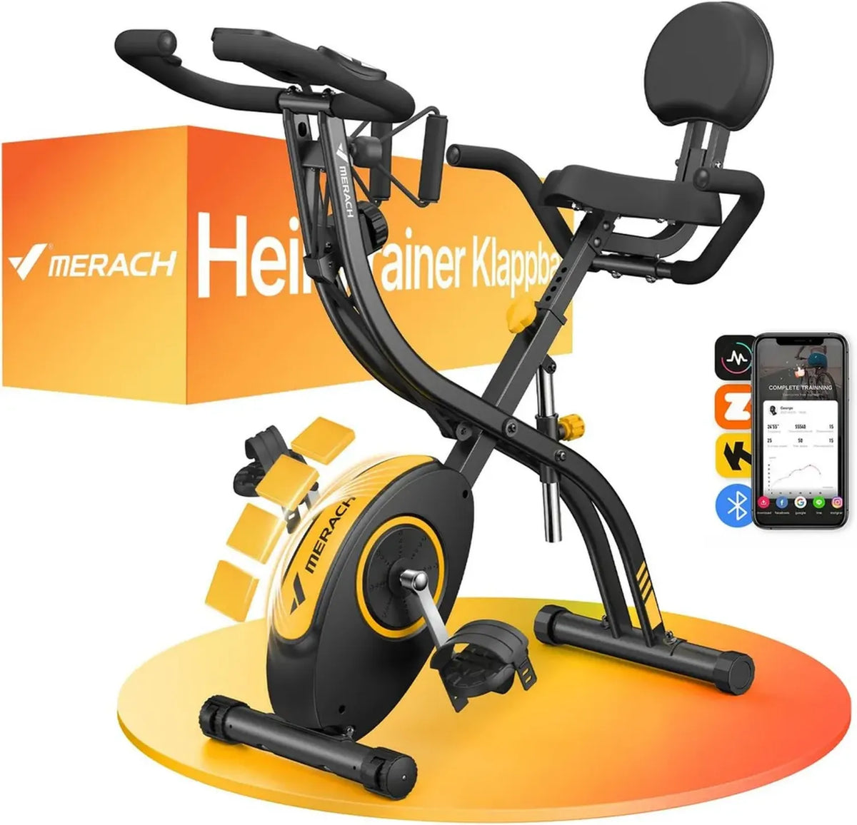 Bicicletta da Allenamento Pieghevole a 16 Livelli, Silenziosa con App, Display LCD e Misurazione Cardiaca