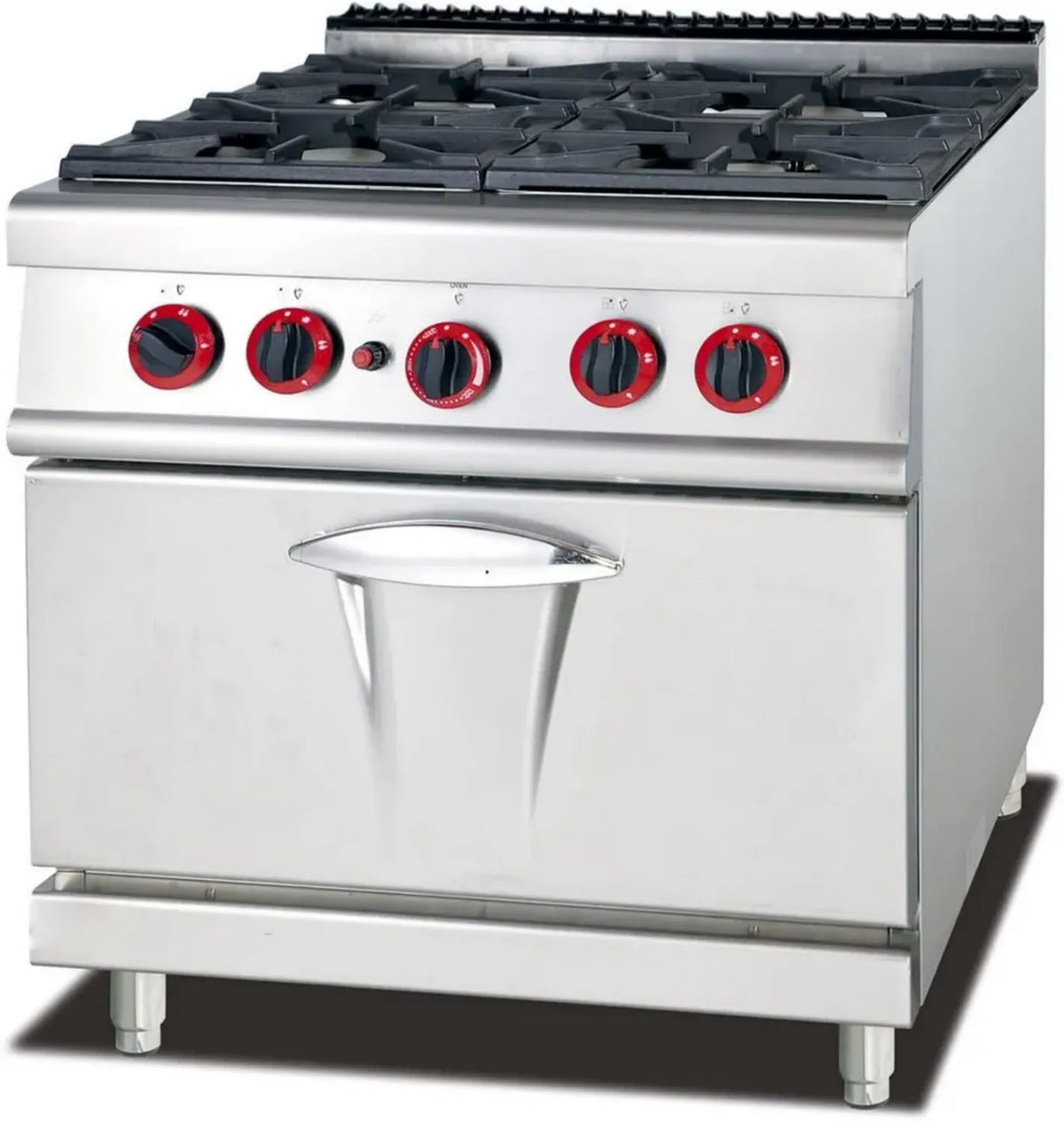 Cucina a Gas 4 Fuochi con Forno a Gas in Acciaio Inox 800x900 mm